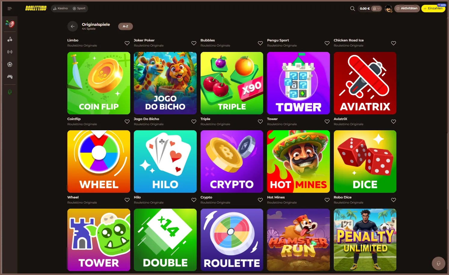 Originale Online-Casino-Spiele bei Roulettino Casino– einzigartiges Spielerlebnis
